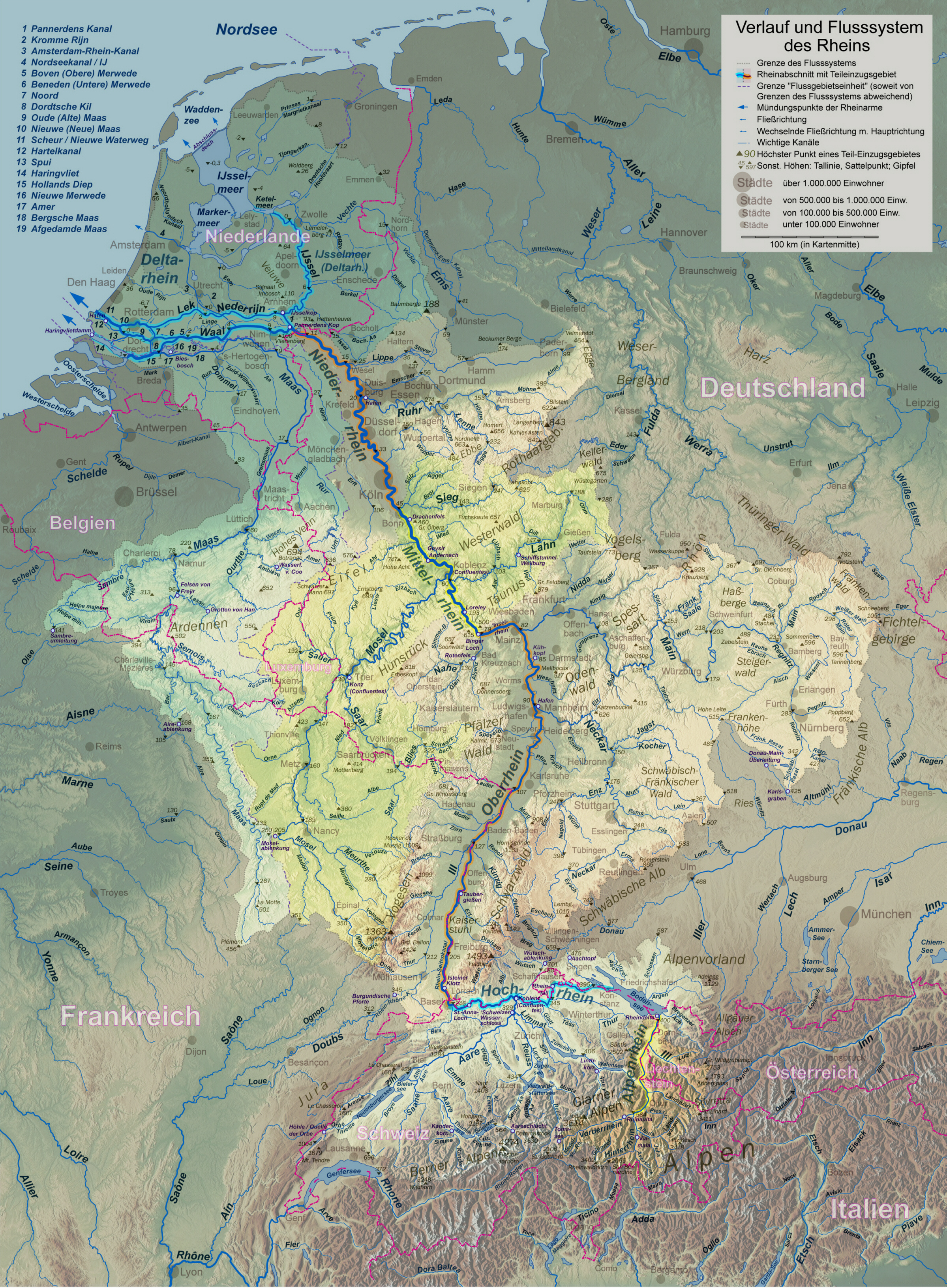 Flusssystemkarte Rhein